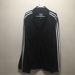 Mens Steve & Barry’s Black w/White Stripes Sports/Athletic Zip-up Jacket: Sz XL
